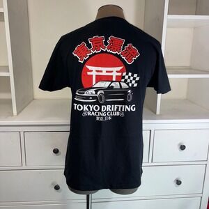 Pleasant Getaway Tokyo Drifting Racing Club Graphic T Shirt Mens Size L Black